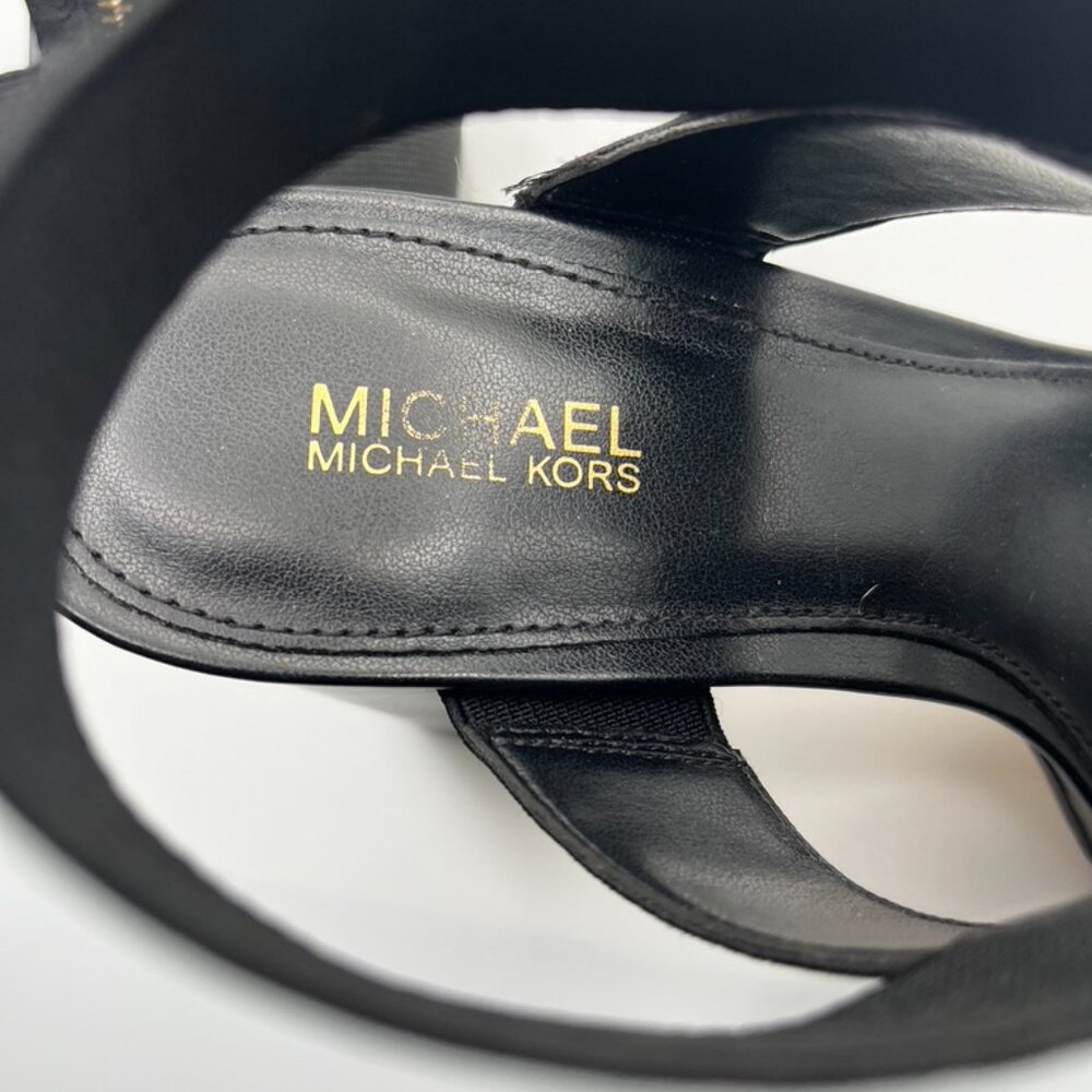 Michael Kors Black Sandals with Gold Zipper - Picture 9 of 12